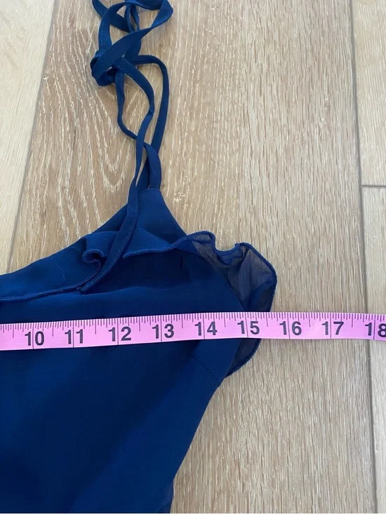 Lulus Dress Never A Dull Moment Navy Tie-Strap Pleated Midi Women’s Size XS NWT - Picture 11 of 14